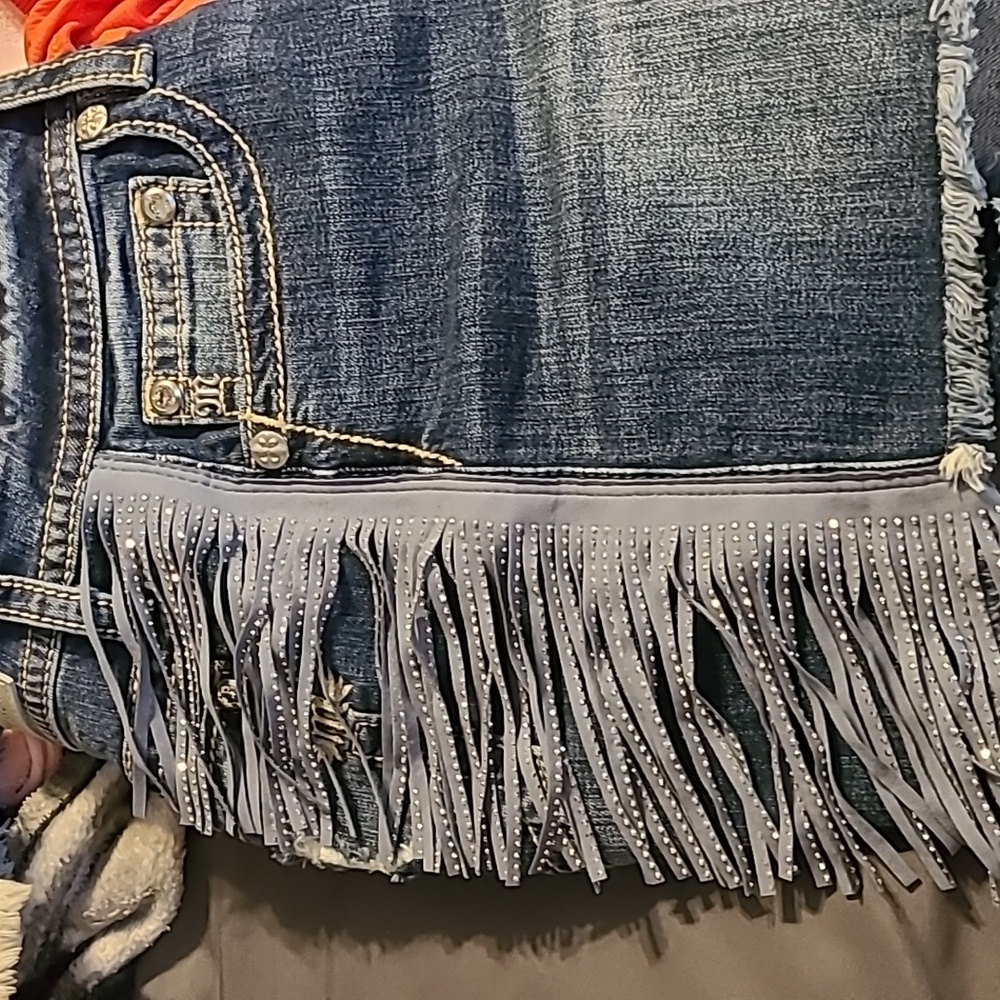 Miss Me Blue Jean Shorts Classic Distressed Style